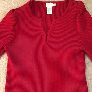 Calvin Klein Ribbed Red Cotton sweater, Size L